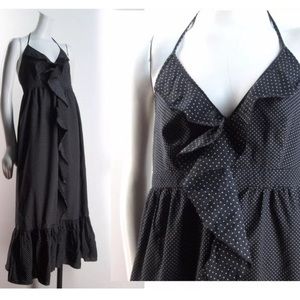 J Crew Navy Polka Dot Maxi Dress